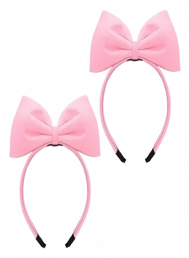 Cauaoa 2Pcs Sweet Pink Halloween Bow Headband Bowknot Hair Hoops Bands Headpiece Hairband for Women and Grils,Women Christmas Birthday Party Decorations Accessories Easy to Wear,Headbands Hair Accessories - Image 1
